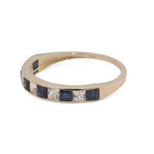 GEMOLIO Gold/Sapphire 14kt Gold Sapphire And White Topaz Band Ring